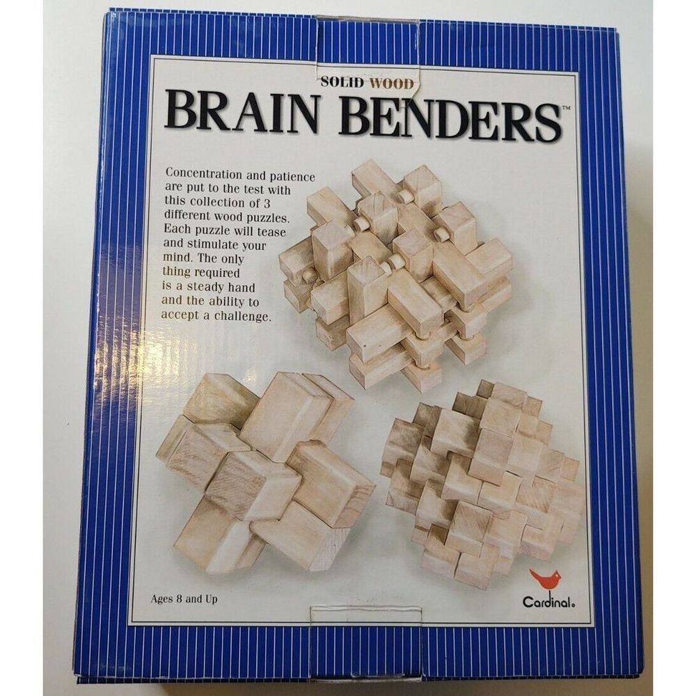 OPEN BOX Cardinal Wood Brain Benders 3-D 3 Puzzles Learning Brain Teaser - Picture 2 of 6